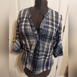 Plaid Batwing Sleeve Top